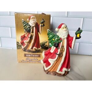 Vtg 90s HomeTrends Porcelain Santa  Bell Figurine Red Christmas Decor Boxed
